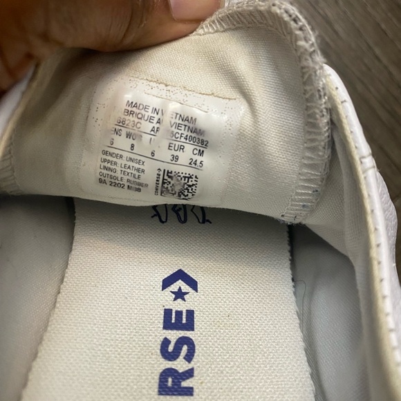 Converse ALL Star White Leather Sneakers Men 6 Women 8 White - Picture 5 of 7